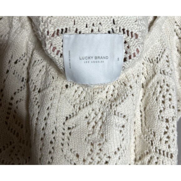Lucky Brand Crochet Top Ivory Off The Shoulders Hippie Festival Size S - Picture 3 of 8